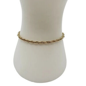 HCT Italy 925 Sterling Silver Rope Chain Bangle Bracelet Gold Vermeil Vintage